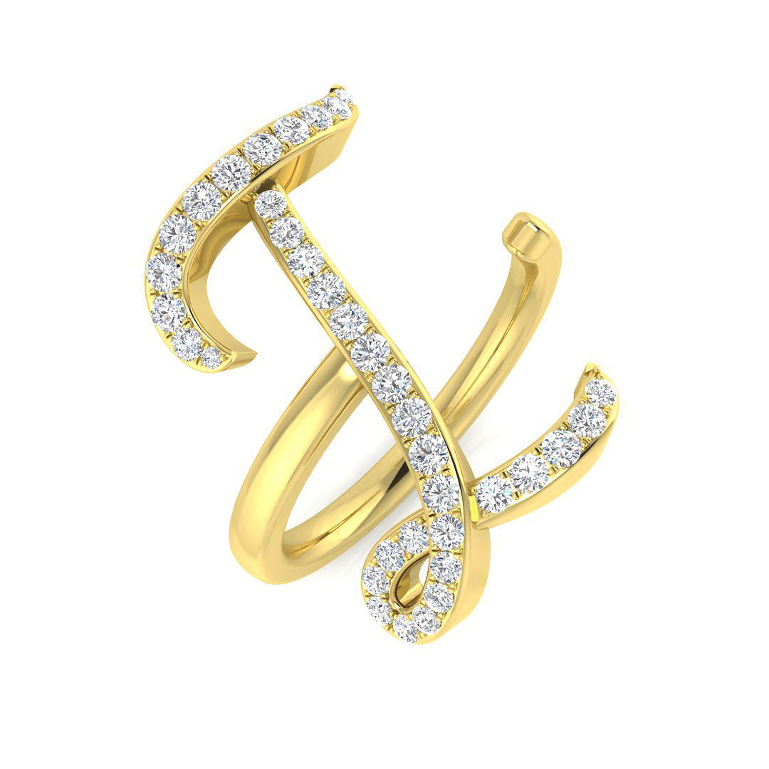 Initials Diamond Ring 0.45ct – SR3260-I – 18k Yellow Gold