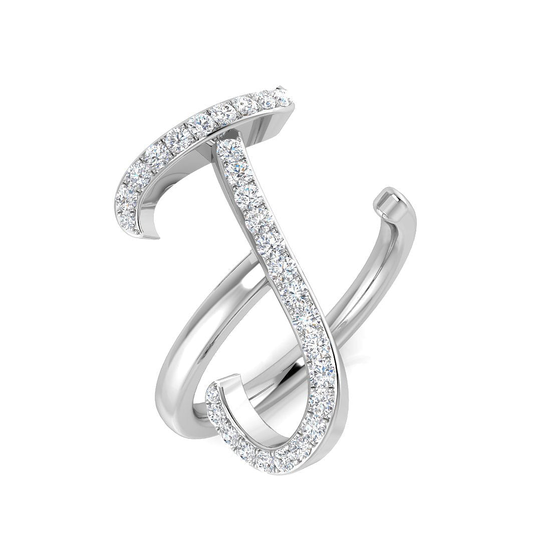 Initials Diamond Ring 0.38ct – SR3260-J – 18k White Gold