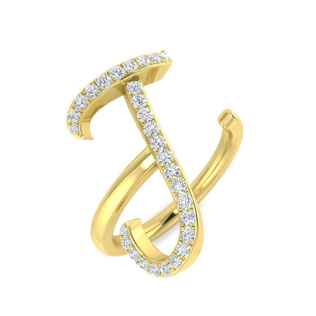 Initials Diamond Ring 0.38ct – SR3260-J – 18k Yellow Gold