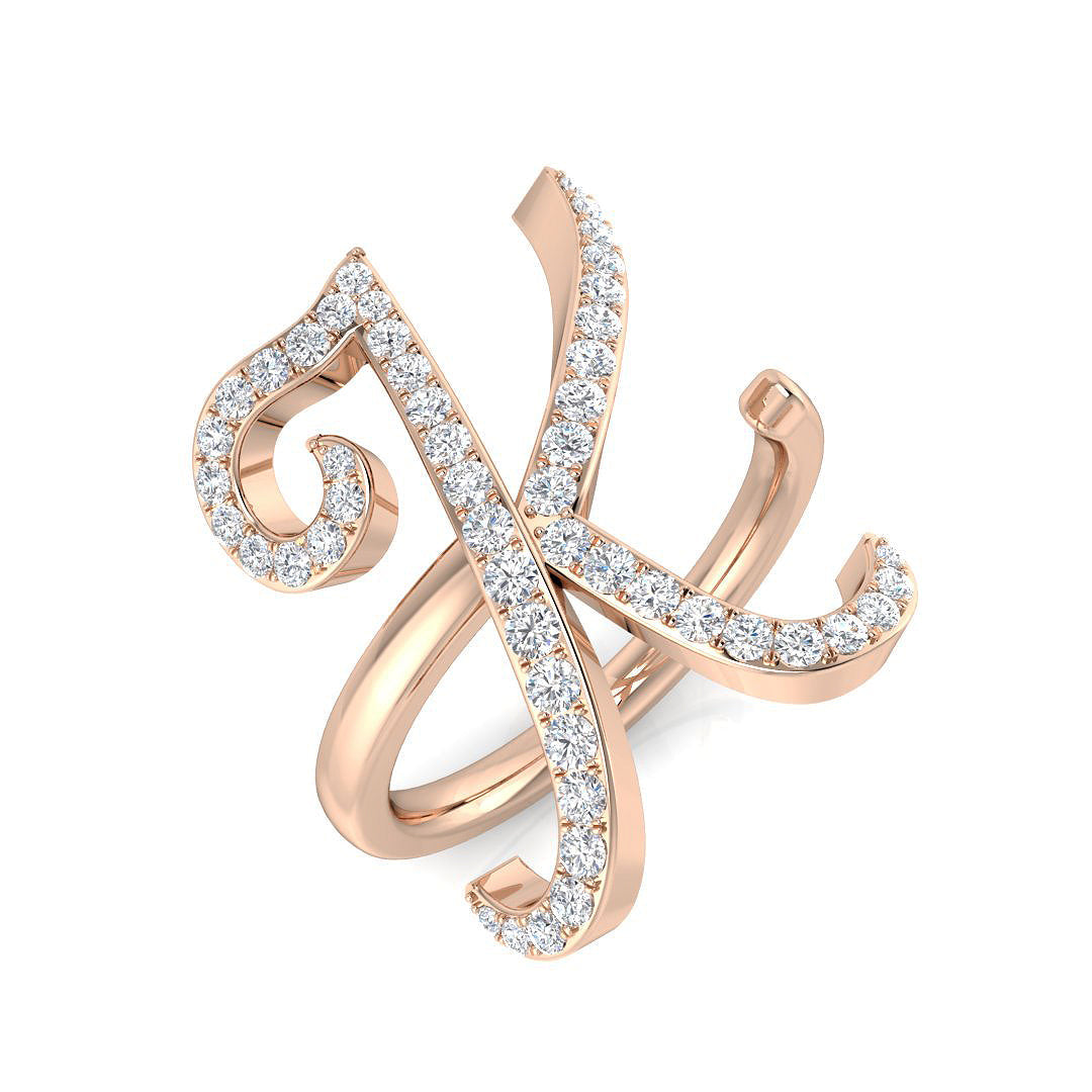 Initials Diamond Ring 0.52ct – SR3260-K – 18k Rose Gold