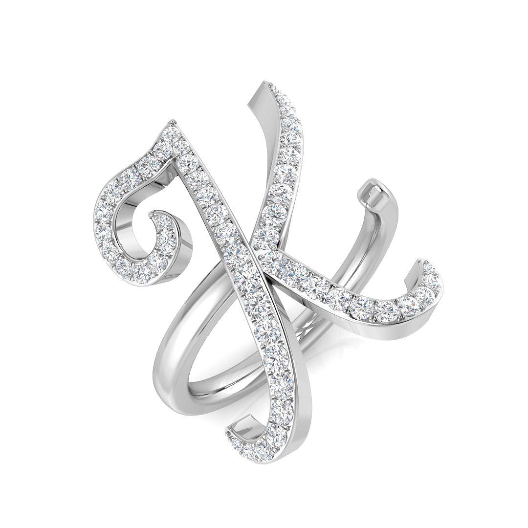 Initials Diamond Ring 0.52ct – SR3260-K – 18k White Gold