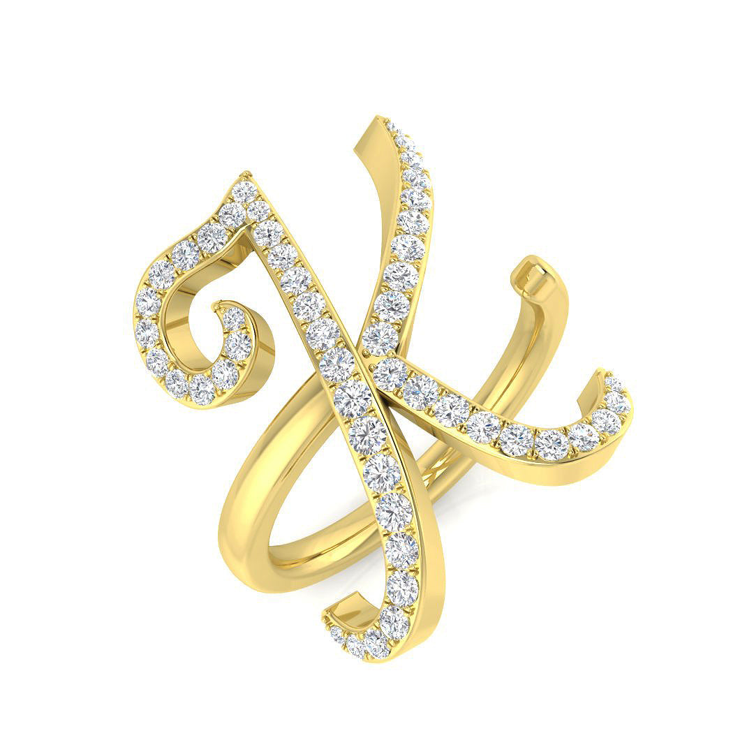 Initials Diamond Ring 0.52ct – SR3260-K – 18k Yellow Gold