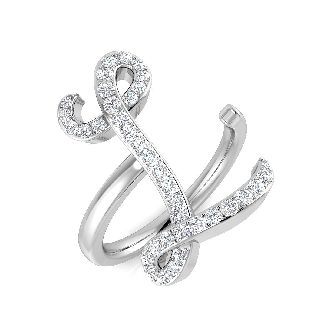 Initials Diamond Ring 0.4ct – SR3260-L – 18k White Gold