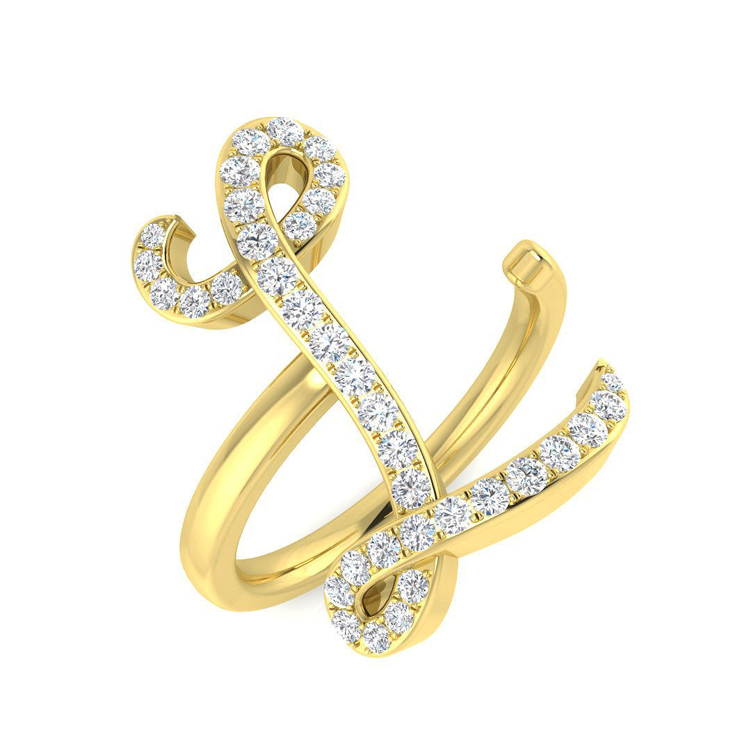Initials Diamond Ring 0.4ct – SR3260-L – 18k Yellow Gold