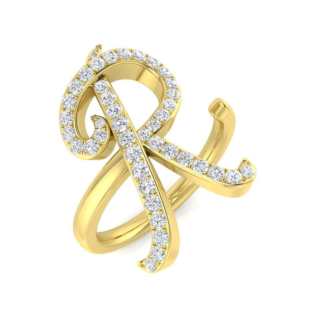 Initials Diamond Ring 0.5ct – SR3260-R – 18k Yellow Gold