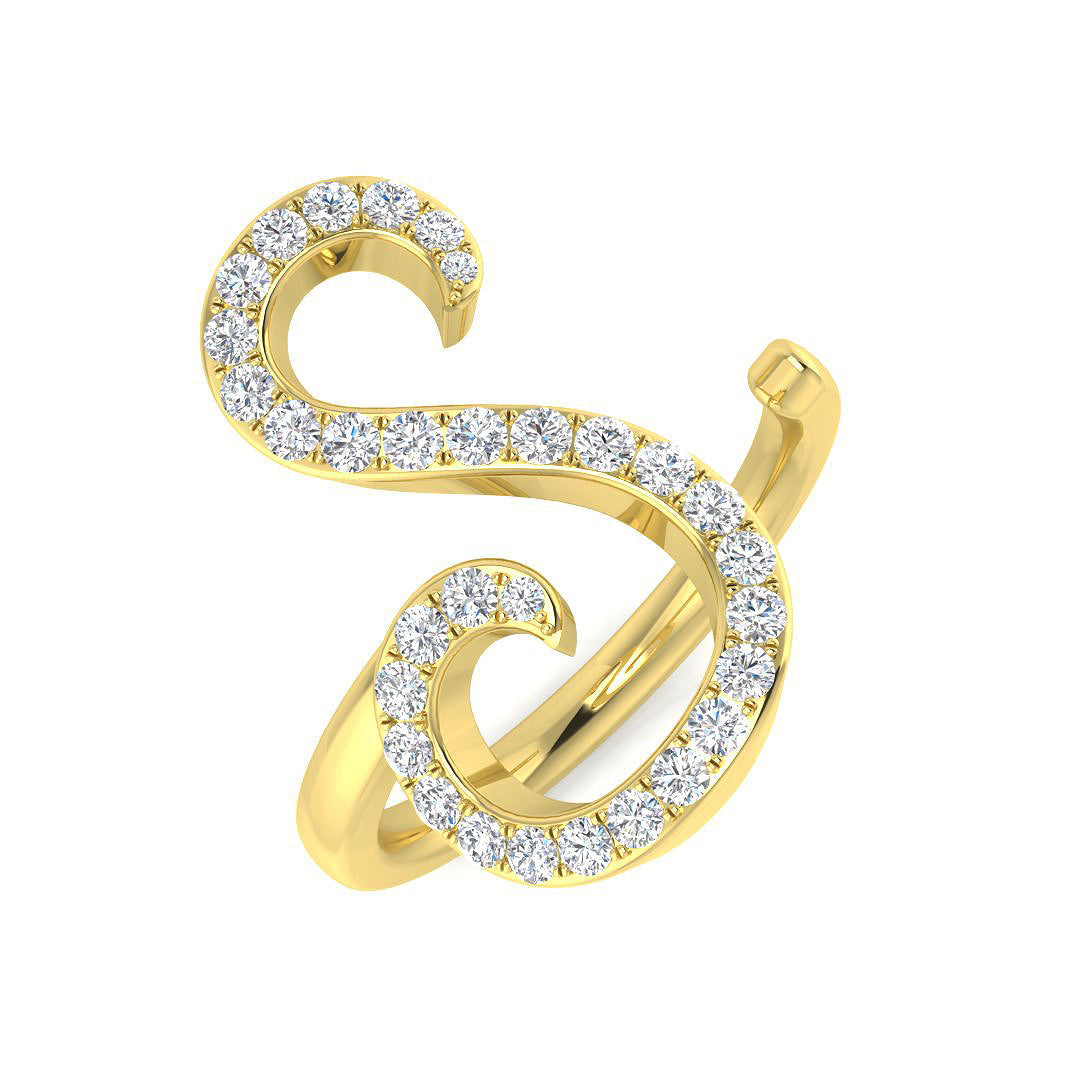 Initials Diamond Ring 0.4ct – SR3260-S – 18k Yellow Gold