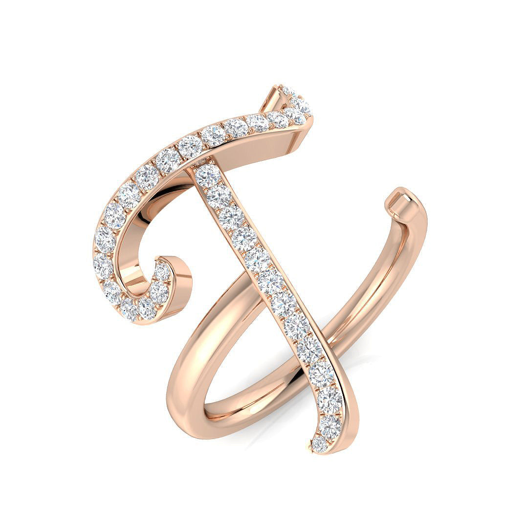 Initials Diamond Ring 0.35ct – SR3260-T – 18k Rose Gold