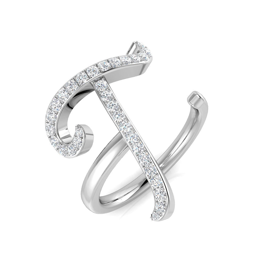 Initials Diamond Ring 0.35ct – SR3260-T – 18k White Gold
