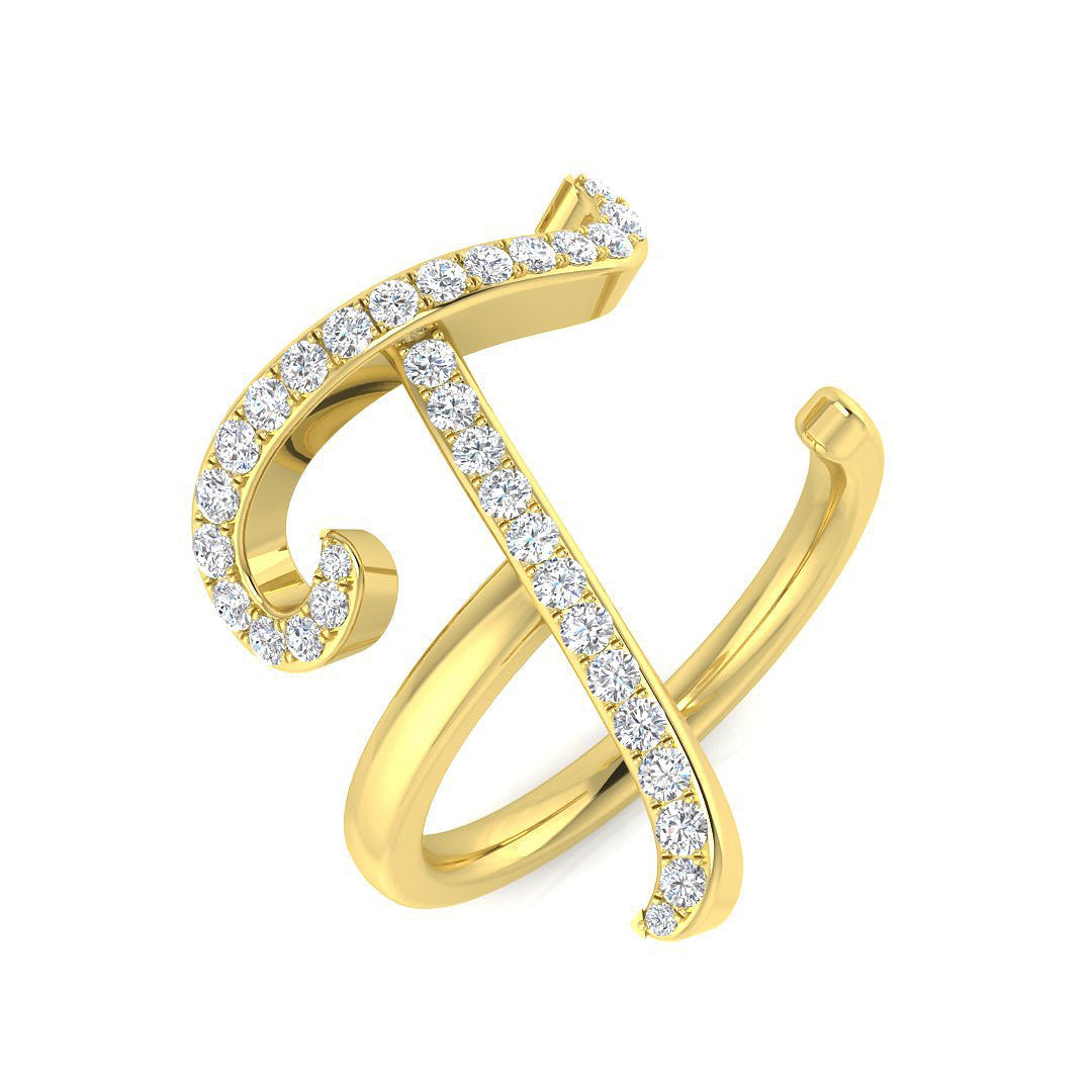 Initials Diamond Ring 0.35ct – SR3260-T – 18k Yellow Gold