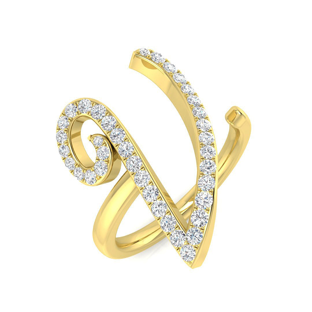 Initials Diamond Ring 0.45ct – SR3260-V – 18k Yellow Gold