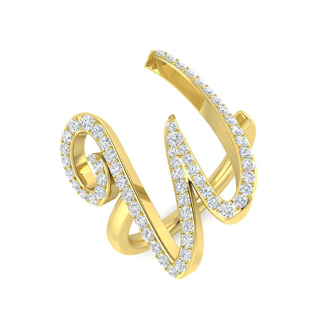 Initials Diamond Ring 0.55ct – SR3260-W – 18k Yellow Gold