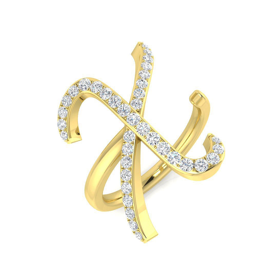 Initials Diamond Ring 0.45ct – SR3260-X – 18k Yellow Gold