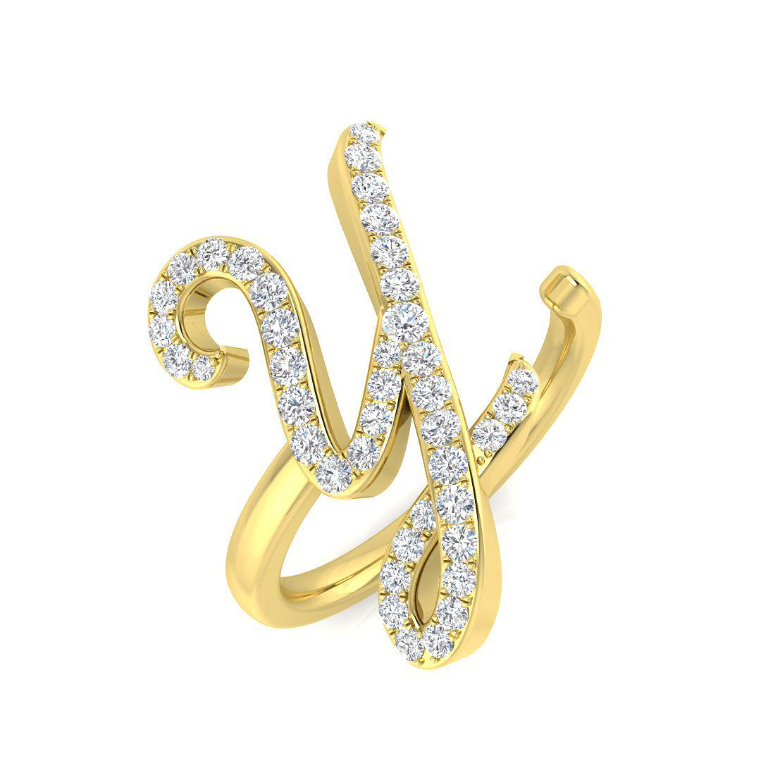 Initials Diamond Ring 0.45ct – SR3260-Y – 18k Yellow Gold