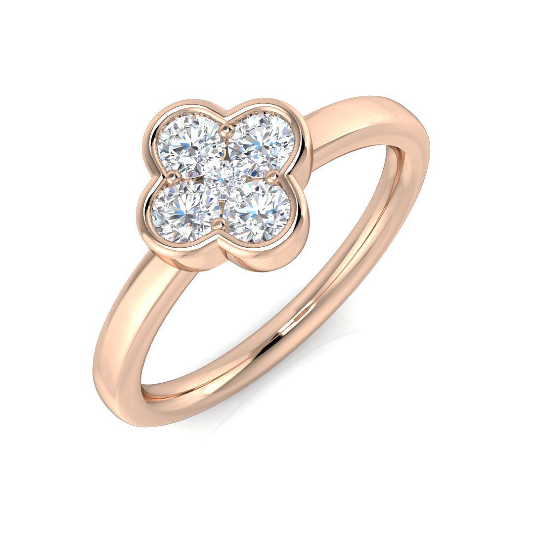 Clover Diamond Ring 0.42ct – SR3309 – 18k Rose Gold