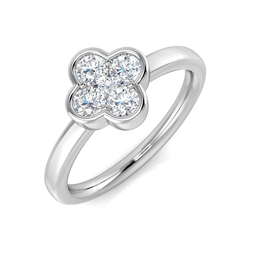 Clover Diamond Ring 0.42ct – SR3309 – 18k White Gold