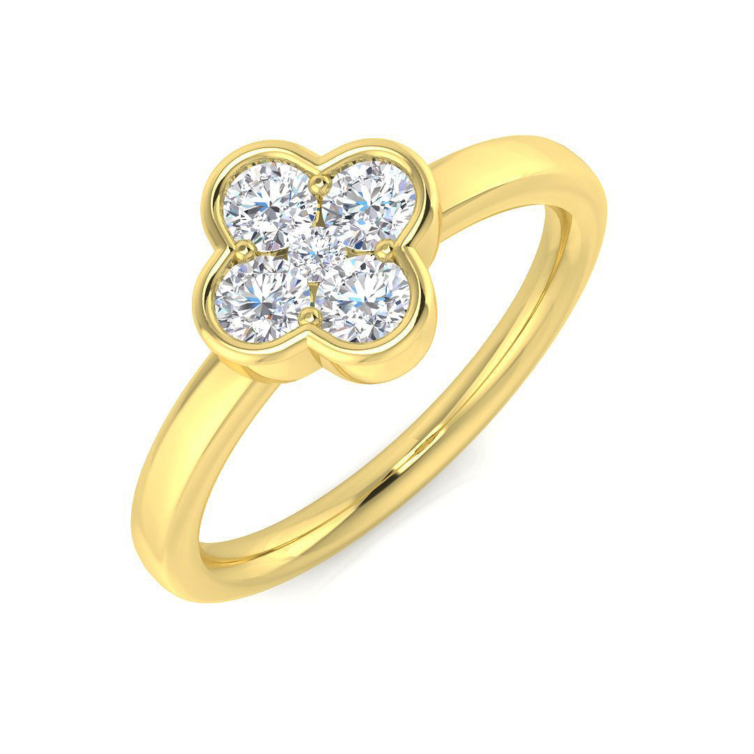 Clover Diamond Ring 0.42ct – SR3309 – 18k Yellow Gold