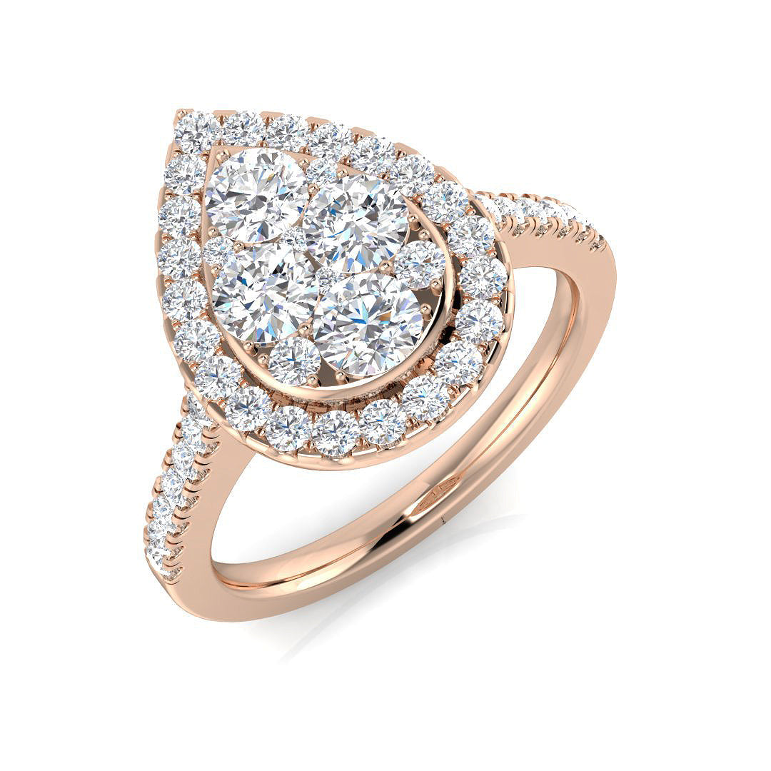 Cluster Diamond Ring 0.45ct–1.05ct – SR3343 – 18k Rose Gold