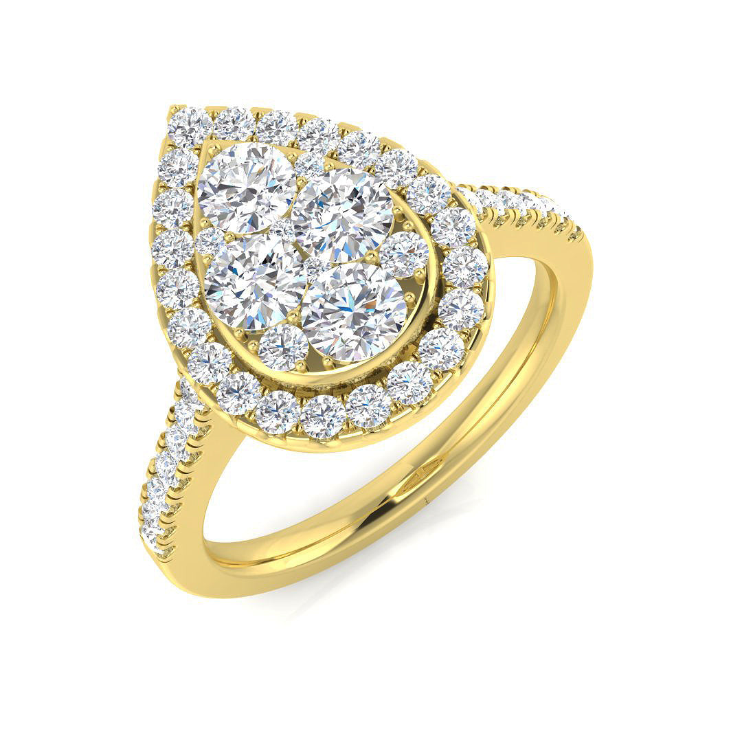Cluster Diamond Ring 0.45ct–1.05ct – SR3343 – 18k Yellow Gold
