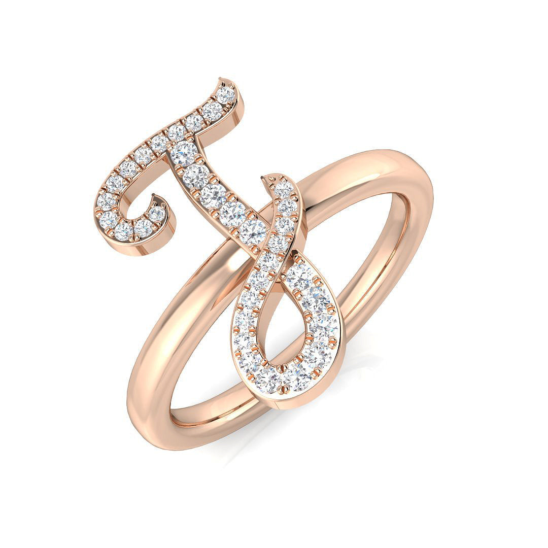 Initials Diamond Ring 0.16ct – SR3372-J – 18k Rose Gold