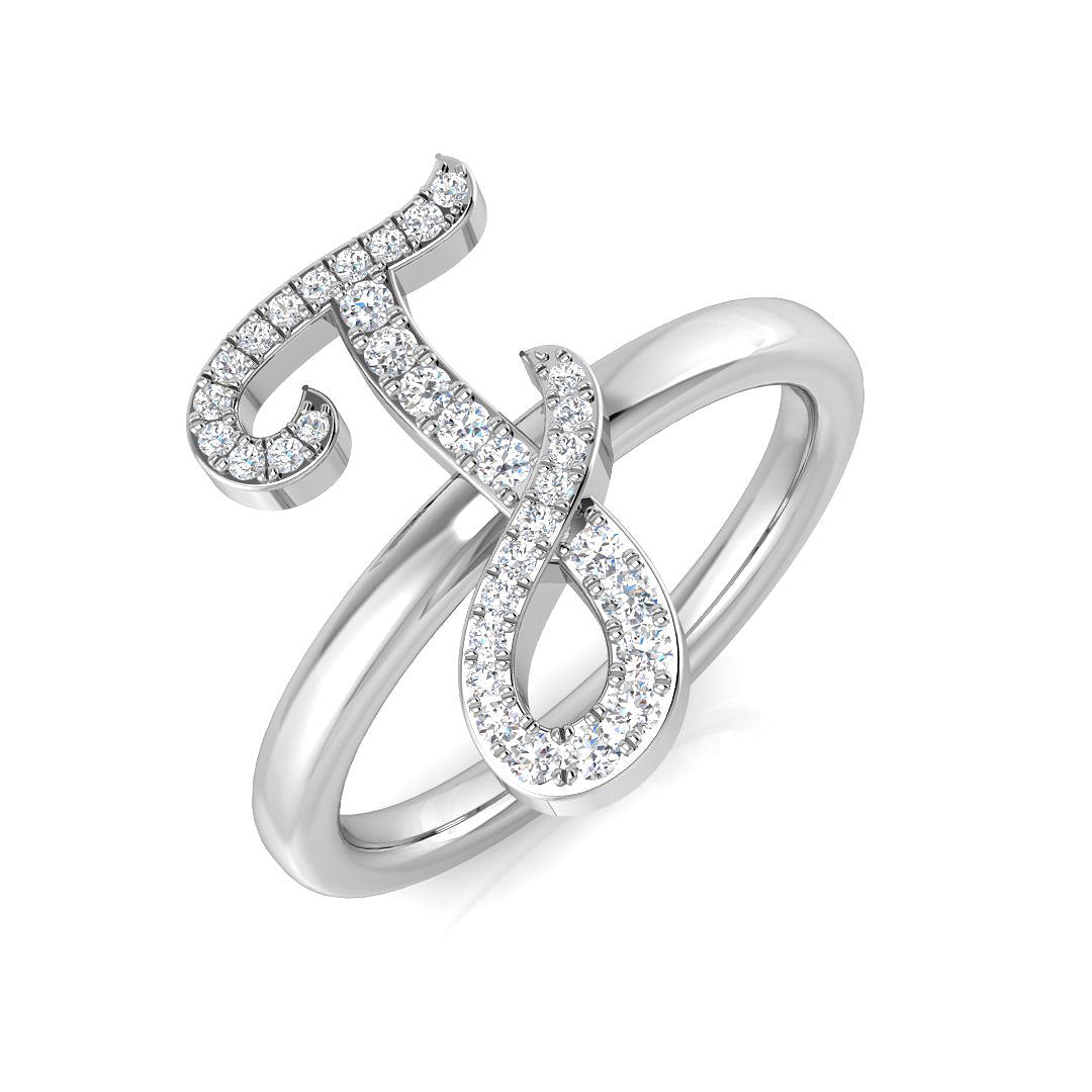 Initials Diamond Ring 0.16ct – SR3372-J – 18k White Gold