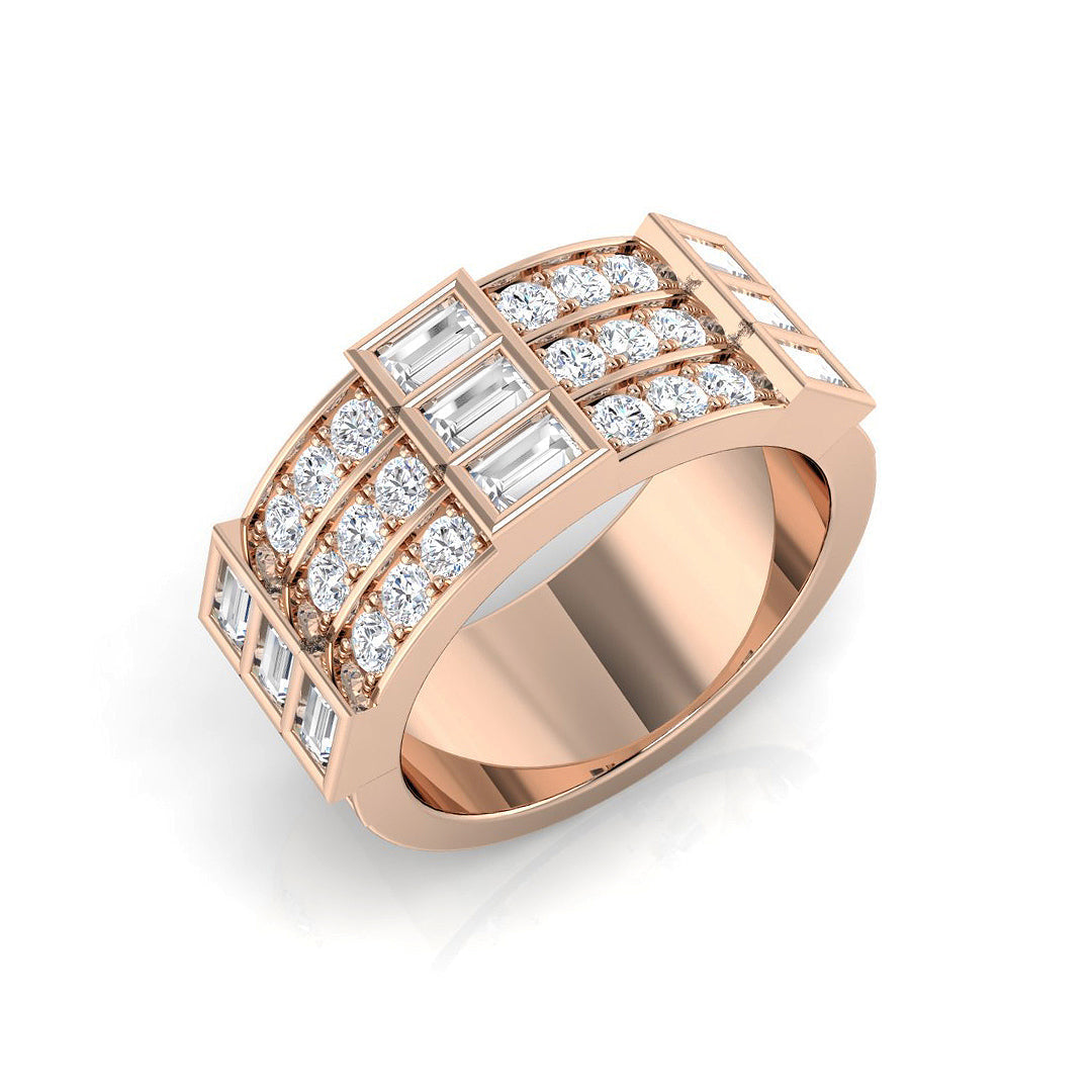 Baguette & Brilliant Diamond Ring 1.33ct – SR3480 – 18k Rose Gold