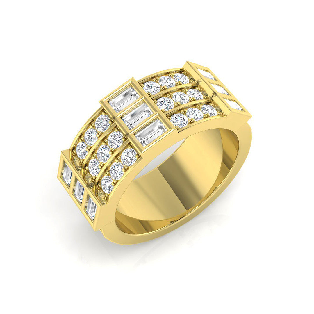 Baguette & Brilliant Diamond Ring 1.33ct – SR3480 – 18k Yellow Gold