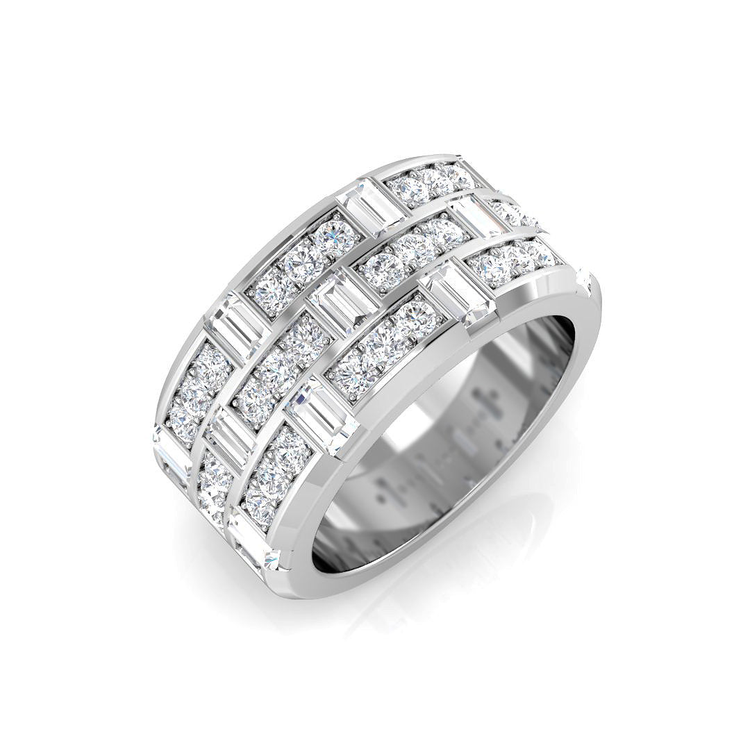 Baguette & Brilliant Diamond Ring 1.56ct – SR3481 – 18k White Gold