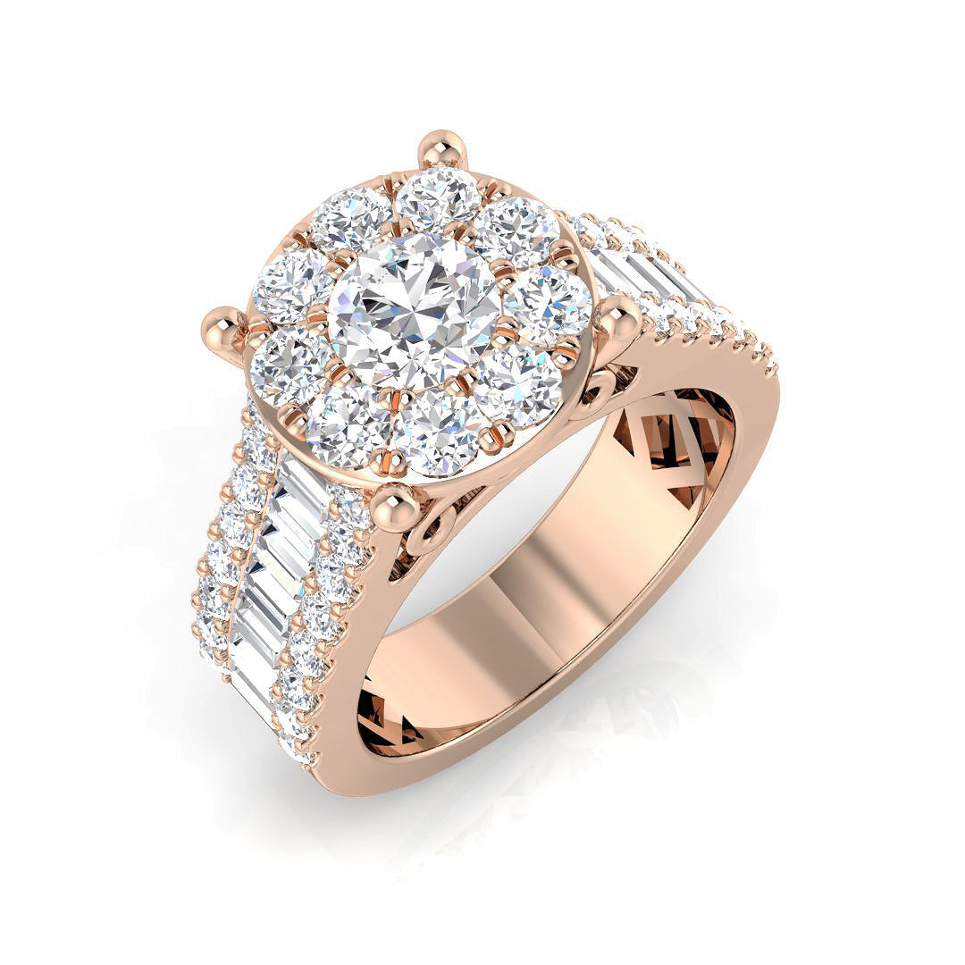 Baguette & Brilliant Diamond Ring 0.79ct–3.19ct – SR15 – 18k Rose Gold