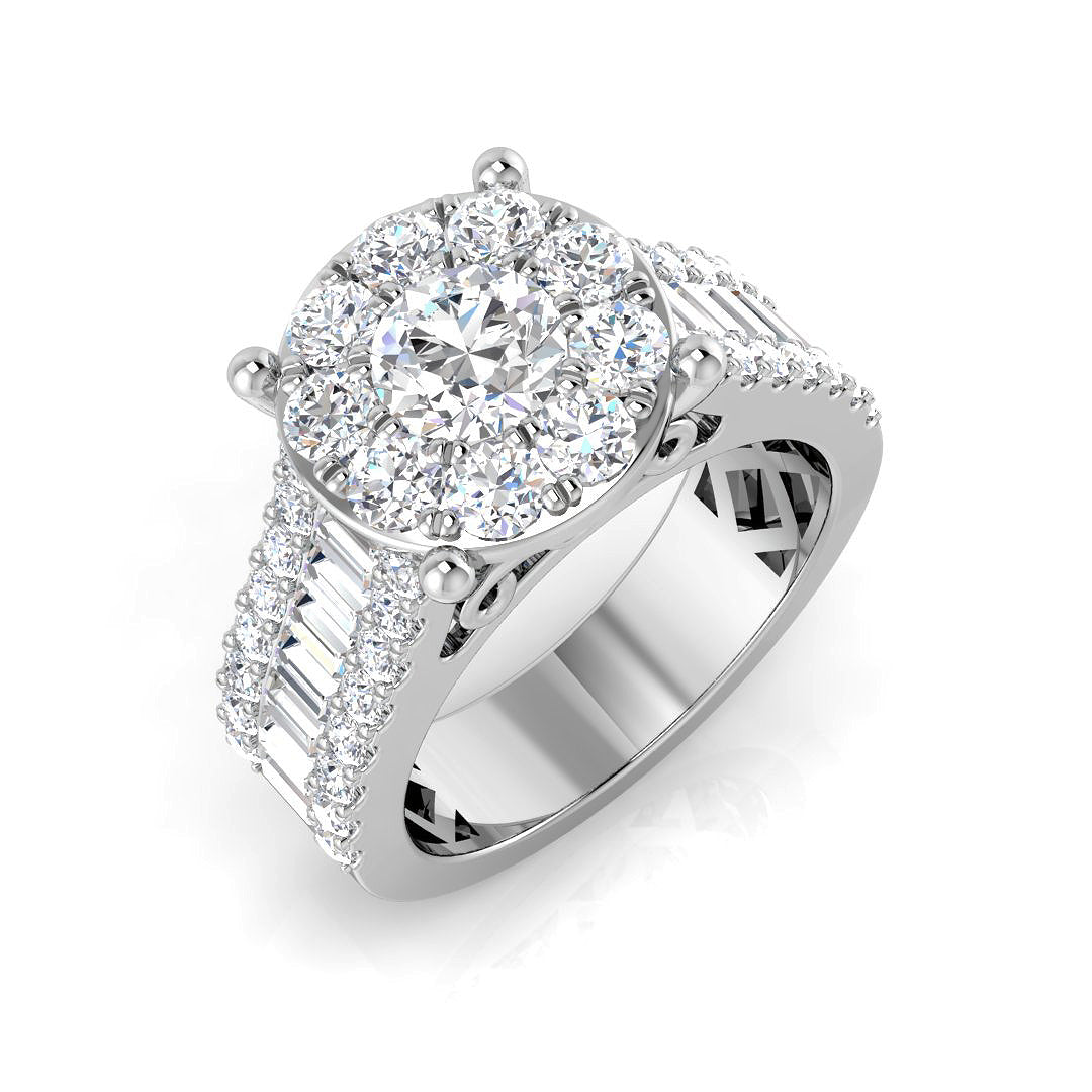 Baguette & Brilliant Diamond Ring 0.79ct–3.19ct – SR15 – 18k White Gold