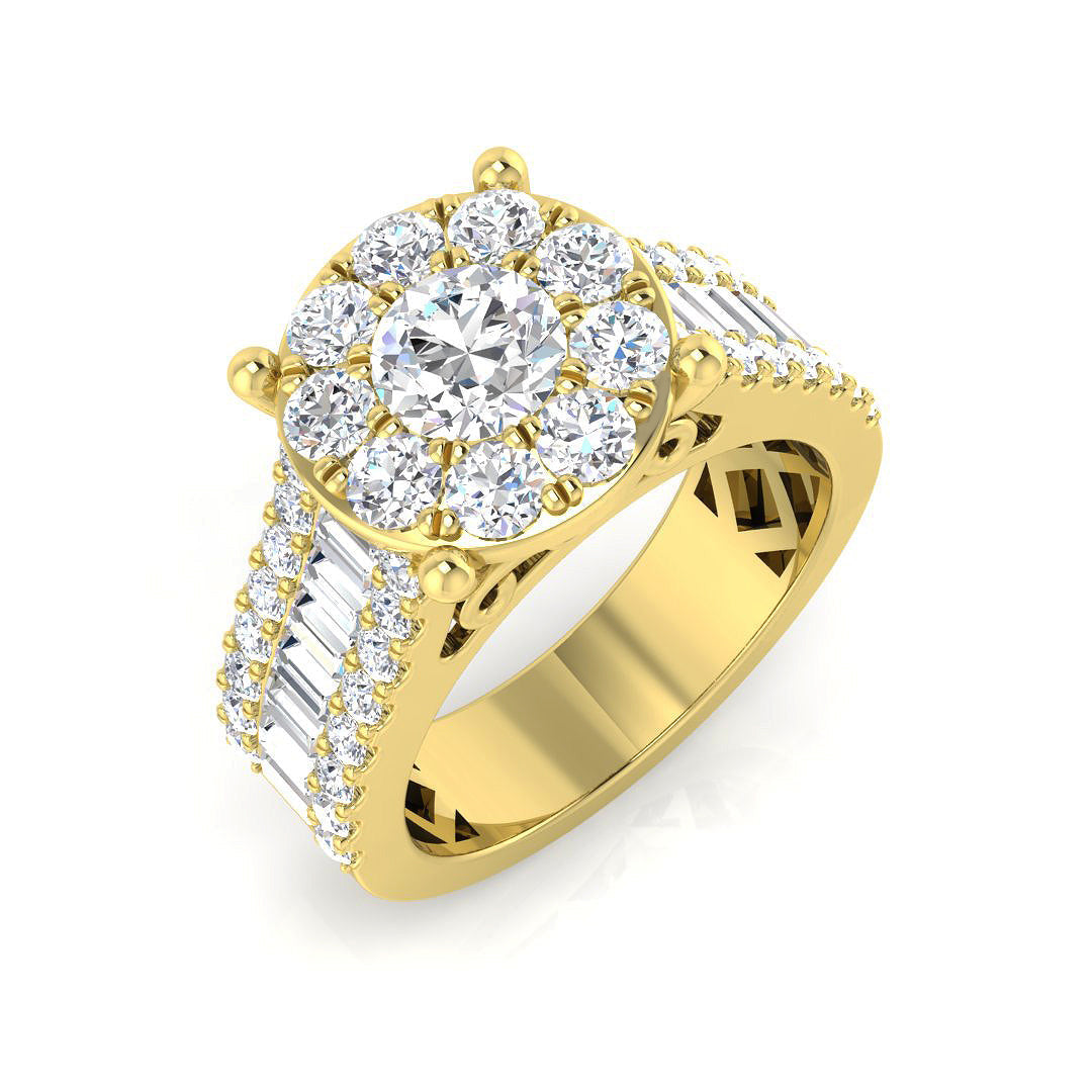 Baguette & Brilliant Diamond Ring 0.79ct–3.19ct – SR15 – 18k Yellow Gold
