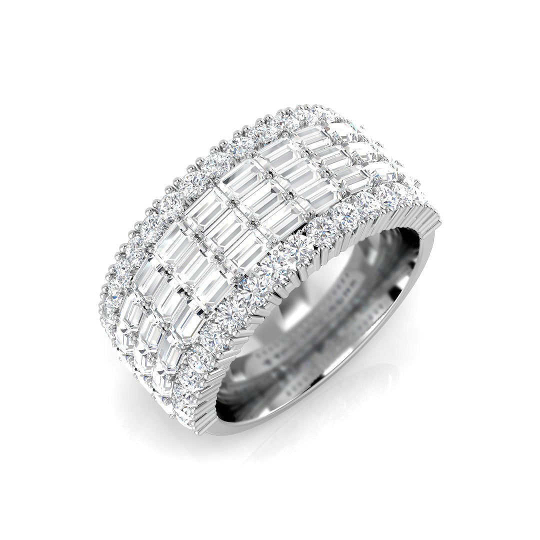 Baguette & Brilliant Diamond Ring 2.98ct – SR3514 – 18k White Gold