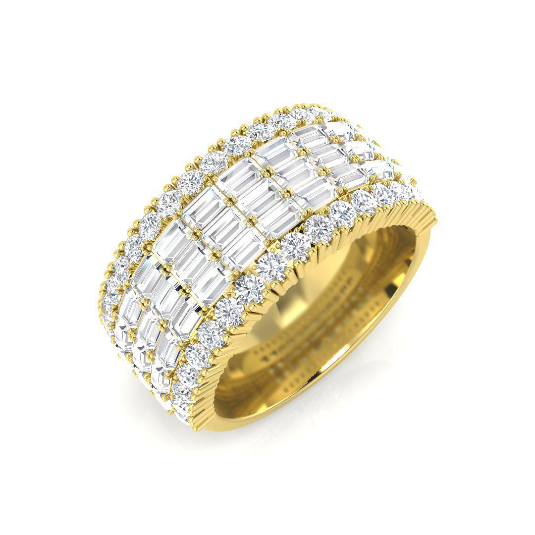Baguette & Brilliant Diamond Ring 2.98ct – SR3514 – 18k Yellow Gold