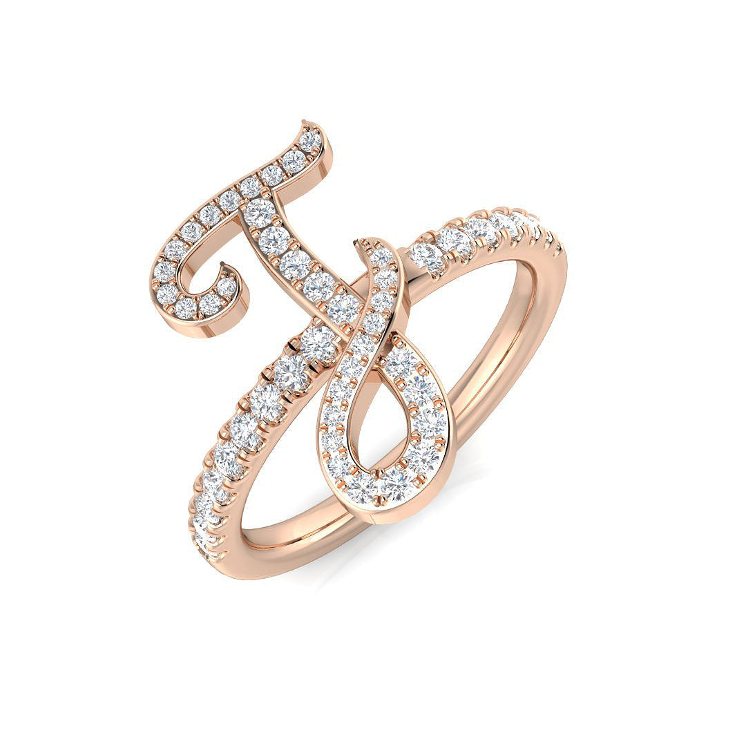 Initials Diamond Ring 0.37ct – SR3533-J – 18k Rose Gold