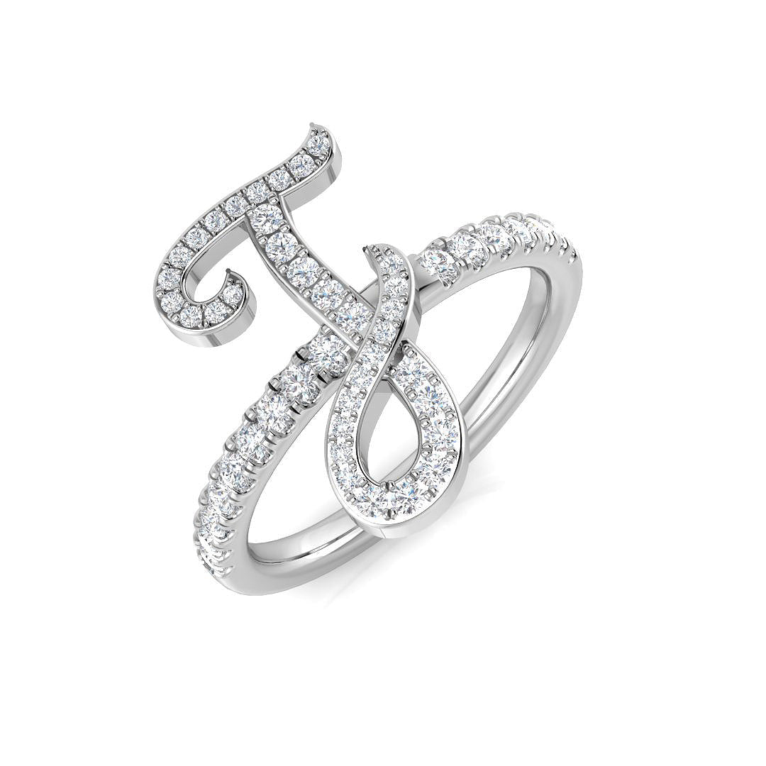 Initials Diamond Ring 0.37ct – SR3533-J – 18k White Gold