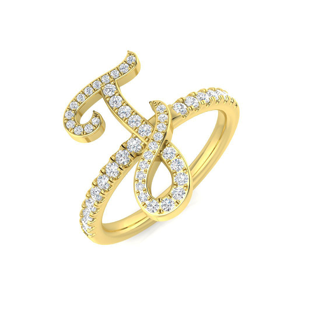 Initials Diamond Ring 0.37ct – SR3533-J – 18k Yellow Gold