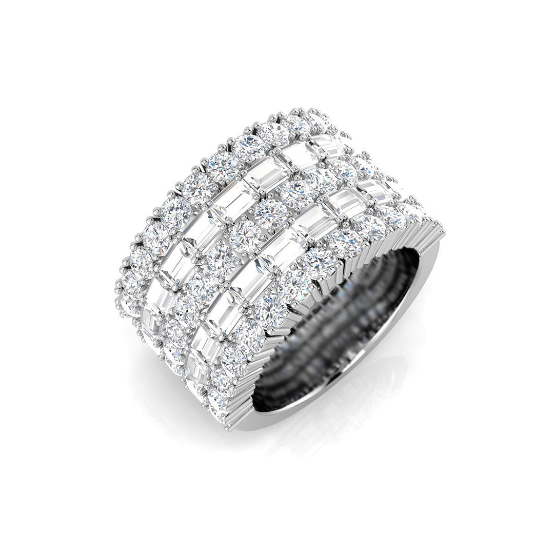 Baguette & Brilliant Diamond Ring 4.53ct – SR3555 – 18k White Gold