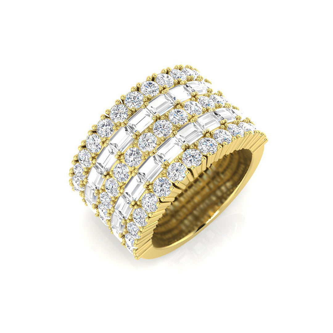 Baguette & Brilliant Diamond Ring 4.53ct – SR3555 – 18k Yellow Gold