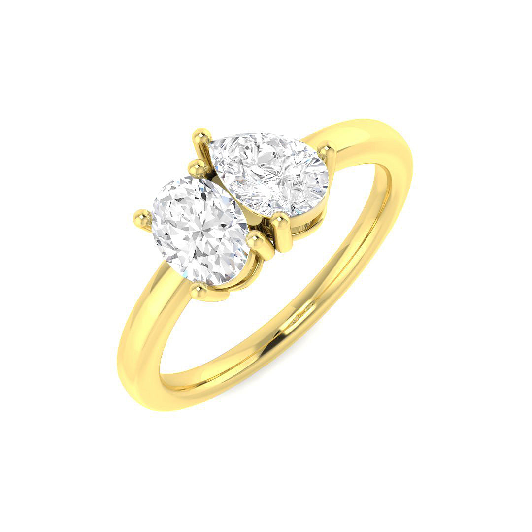 Two Stone Diamond Ring 0.83ct–2.07ct – SR3662 – 18k Yellow Gold