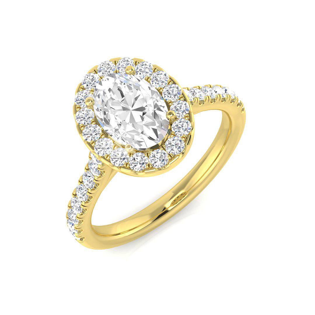 Halo Diamond Ring 0.63ct–5.92ct – SR54 – 18k Yellow Gold
