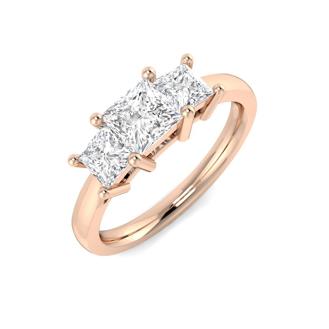 Three Stone Diamond Ring 0.87ct–1.33ct – SR3744 – 18k Rose Gold