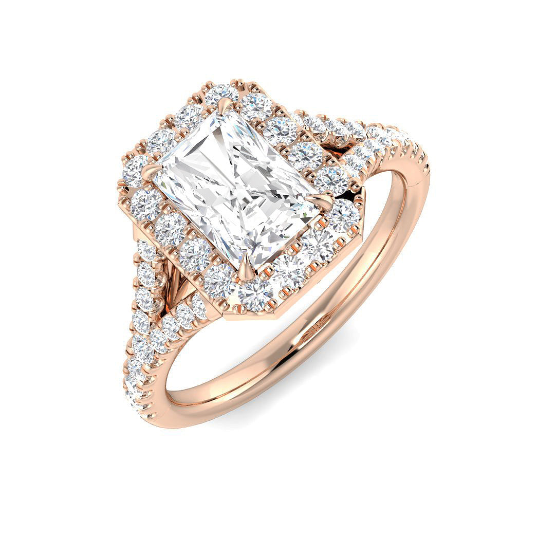 Halo Lab-Grown Diamond Ring 1.51ct–1.61ct – SR3766 – 18k Rose Gold