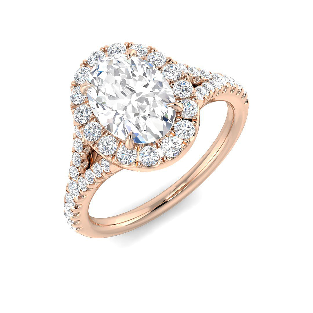 Halo Lab-Grown Diamond Ring 1.16ct–4.78ct – SR3784 – 18k Rose Gold