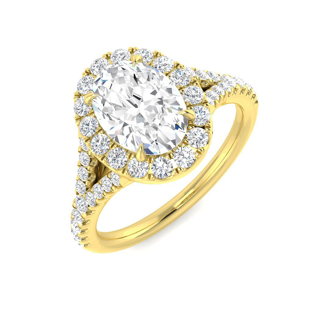 Halo Lab-Grown Diamond Ring 1.16ct–4.78ct – SR3784 – 18k Yellow Gold