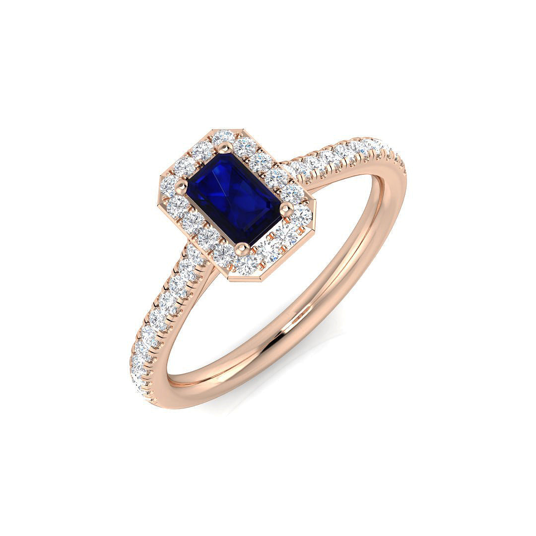 Blue Sapphire Diamond Ring 0.56ct–7.29ct – SR379~BS – 18k Rose Gold
