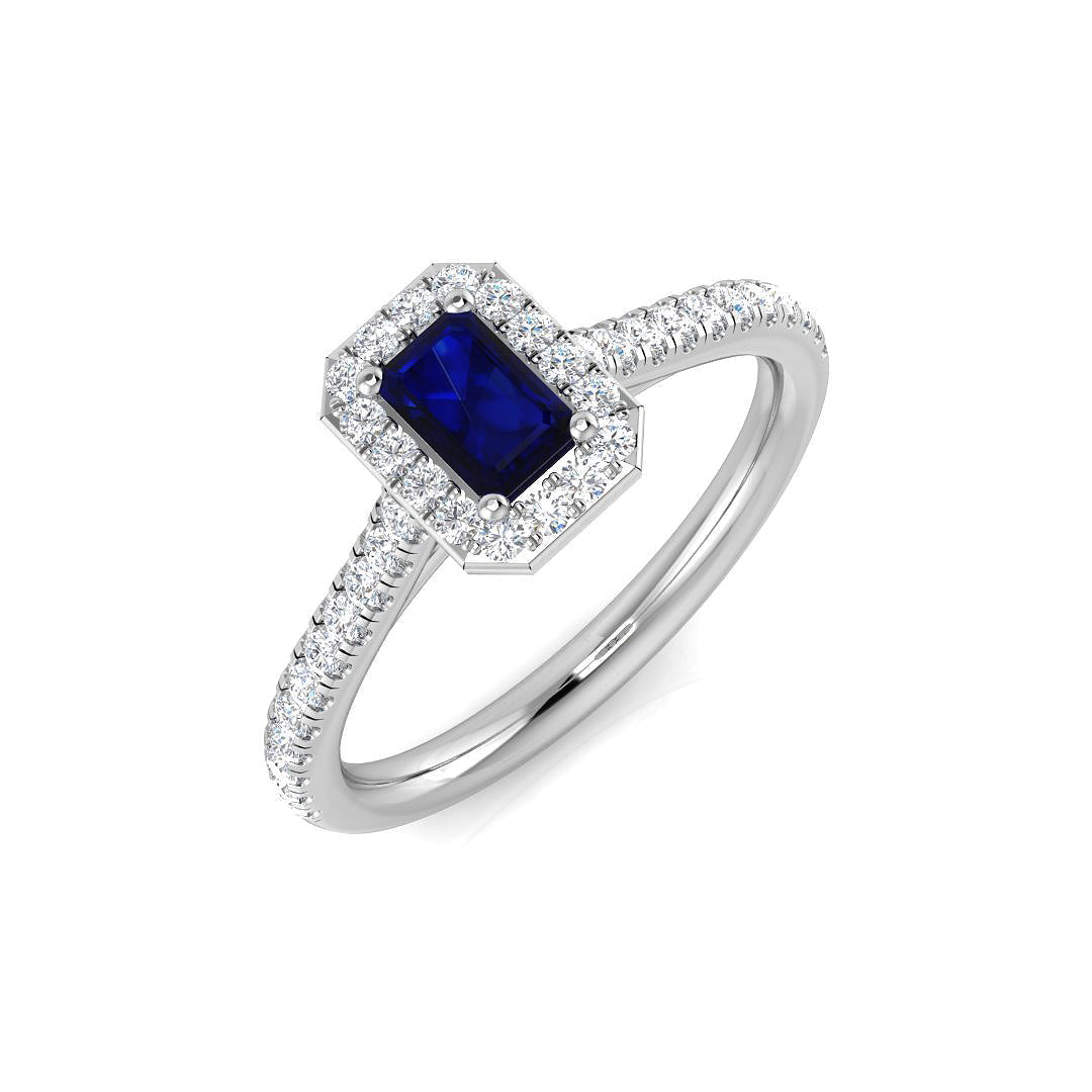 Blue Sapphire Diamond Ring 0.56ct–7.29ct – SR379~BS – 18k White Gold