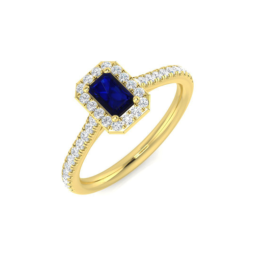 Blue Sapphire Diamond Ring 0.56ct–7.29ct – SR379~BS – 18k Yellow Gold