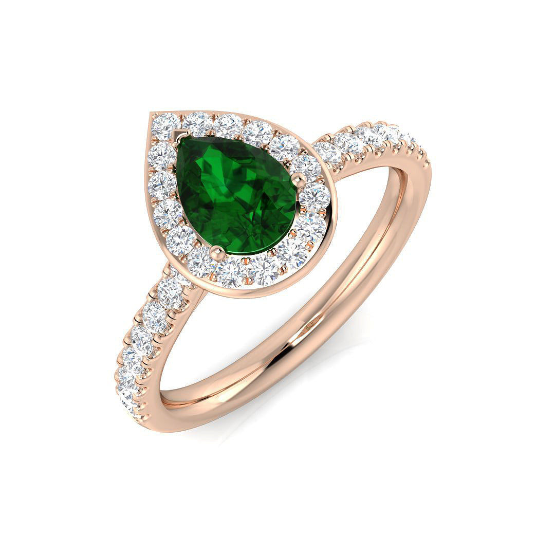 Emerald Diamond Ring 0.87ct–3.39ct – SR386~EM – 18k Rose Gold