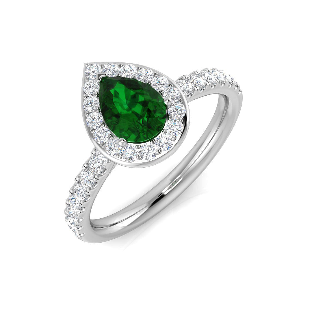 Emerald Diamond Ring 0.87ct–3.39ct – SR386~EM – 18k White Gold