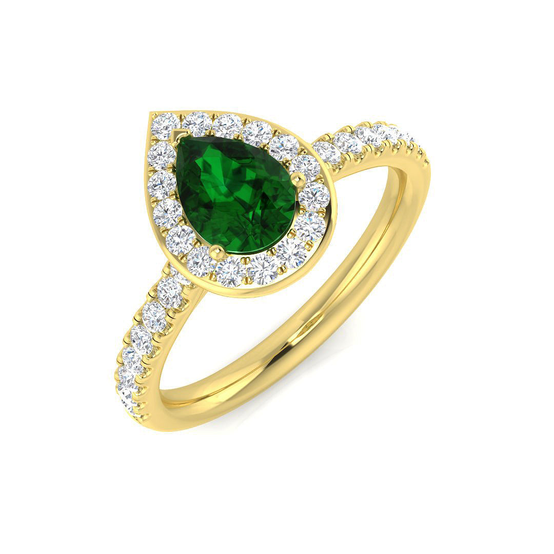 Emerald Diamond Ring 0.87ct–3.39ct – SR386~EM – 18k Yellow Gold