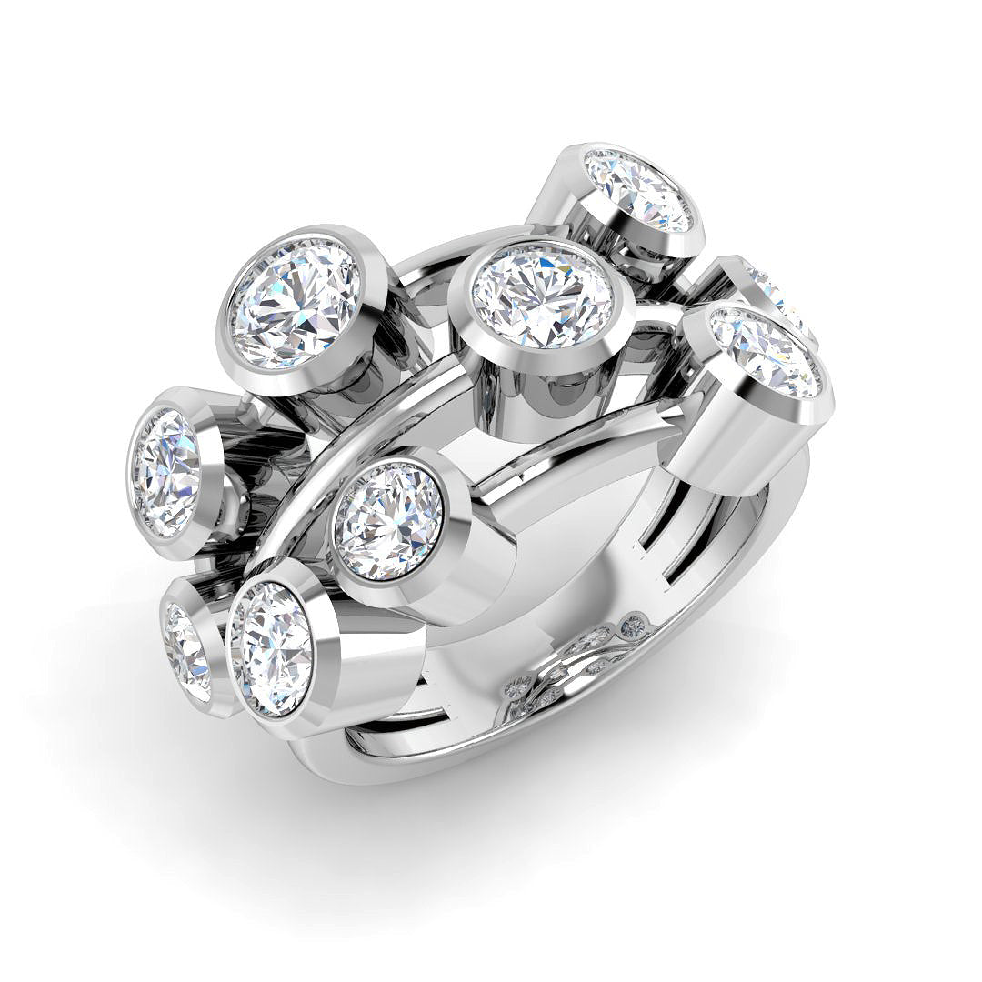 Bubble Diamond Ring 3.02ct – SR3942 – 18k White Gold
